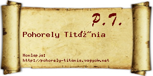 Pohorely Titánia névjegykártya